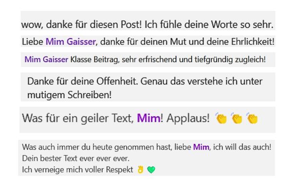 Begeisterte Kommentare über meine LinkedIn-Posts